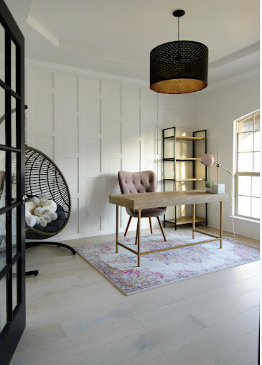 Transform Your Space with Style: A Beginner's Guide to DIY Wall Paneling 3 White accent wall with vertical rectangles that brightens and adds texture and design elements to a room.