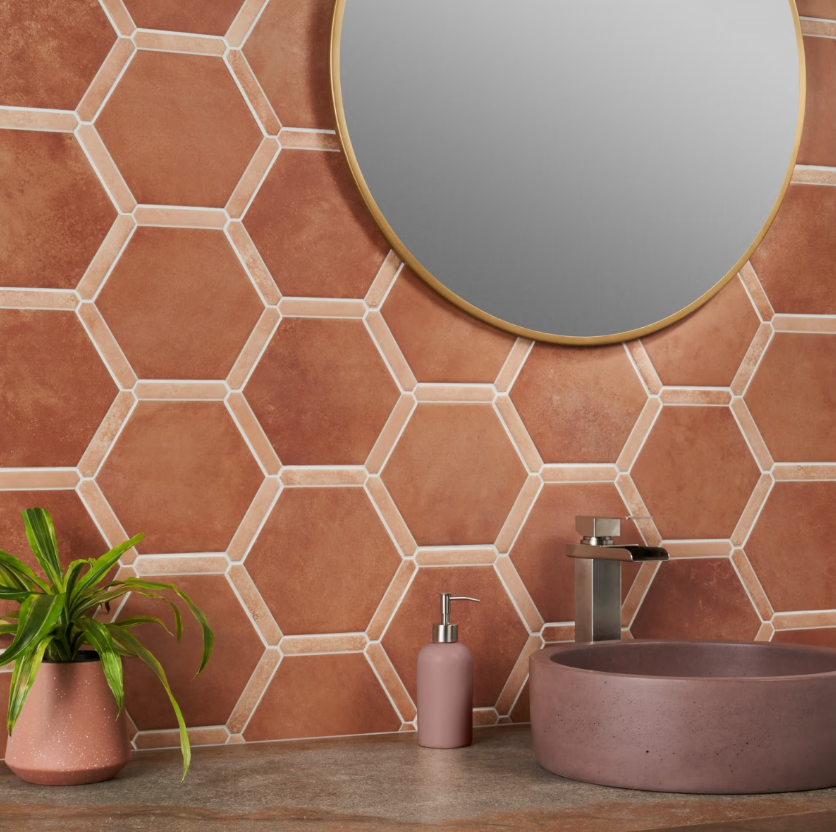 Terracotta Floors & Decor Trends 2024: Modern Earth Tone Design Guide 1 Sagon Terracotta Dark 9" Hexagon Matte Porcelain Tile