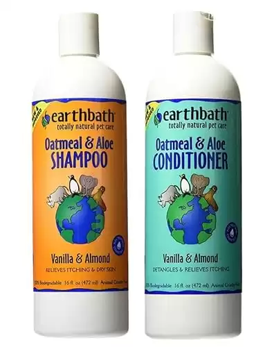 earthbath Oatmeal & Aloe Dog Shampoo and Conditioner - Oatmeal Shampoo for Dogs, Anti Itch Dry Skin Relief Pet Wash, Medicated Dog Shampoo & Conditioner, Hypoallergenic, Tearless - 16 Oz (1 Se...