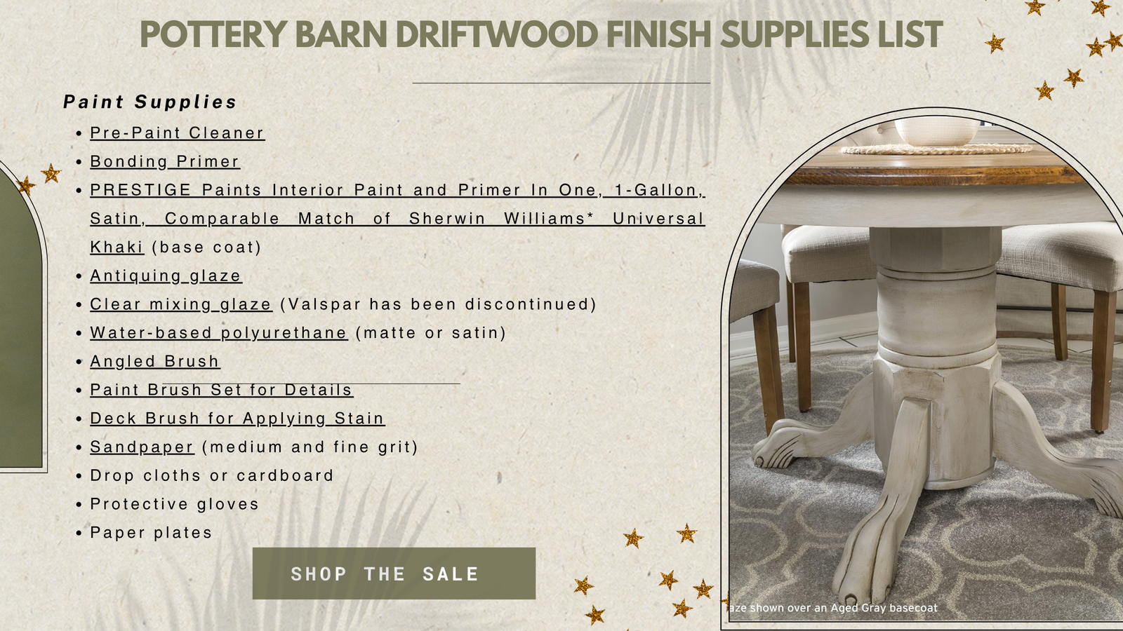 Pottery Barn Faux finish shopping list