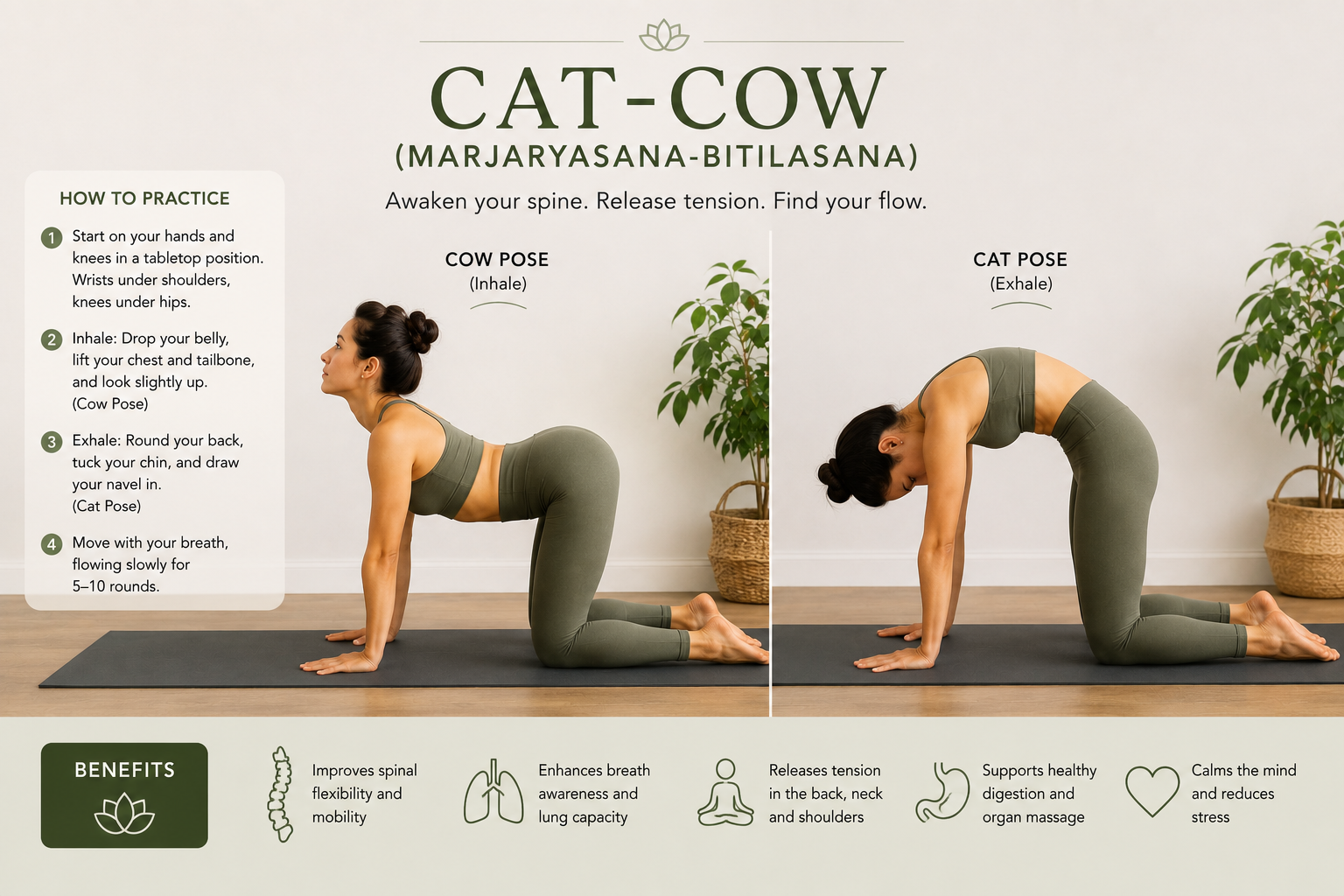 Woman practicing Child's Pose (Balasana) on a yoga mat to gently stretch the hips, back, and shoulders while promoting relaxation, mindfulness, and stress relief.